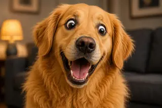 Original illustration: a bright, alert dog