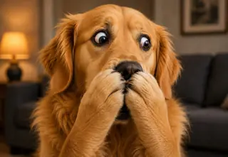 Original illustration: a startled dog