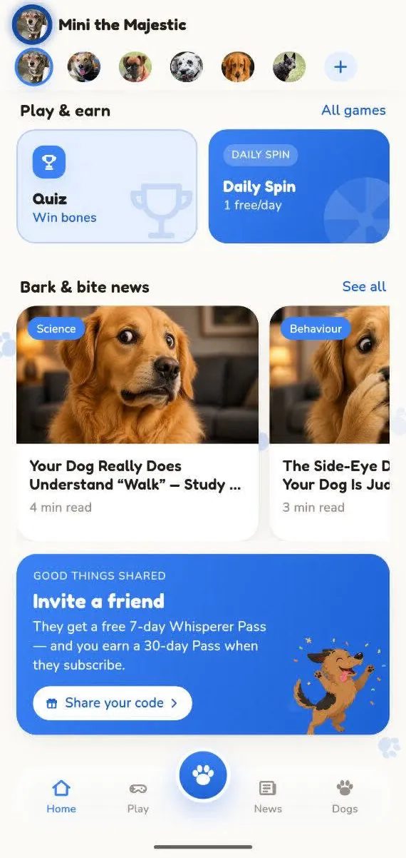 The news feed, invites and monthly story entry point